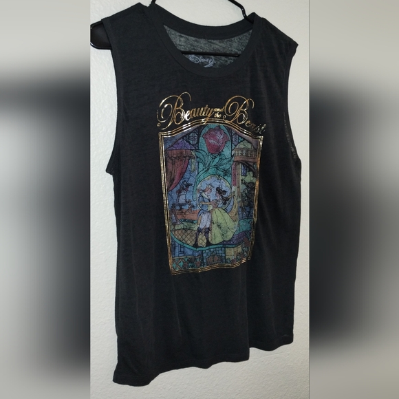 DISNEY'S BEAUTY & THE BEAST SHEER SLEEVELESS TOP/TANK TOP, SIZE LARGE - Picture 3 of 8